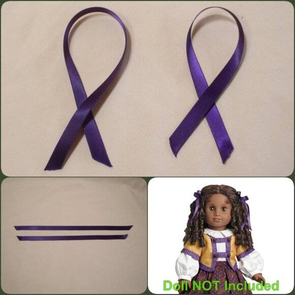 AMERICAN GIRL-Cecile-2 Purple Hair Ribbon Replacements-Parlor Outfit-Fast Ship - Picture 1 of 9